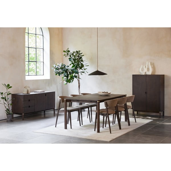 Comodă maro închis joasă cu aspect de lemn de stejar 160x73 cm Arun – Unique Furniture-image-2