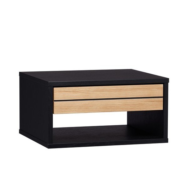 Noptieră neagră-în culoare naturală, suspendată, cu aspect de lemn de stejar Stripe – Woodman-image-3