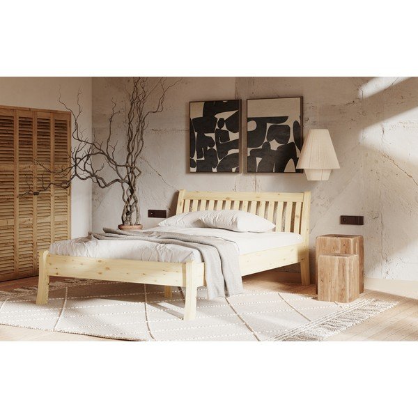 Pat în culoare naturală din lemn de pin 90x200 cm Tonja – Olivia Living-image-4