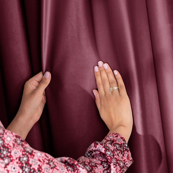 Draperie burgundy/roz dimout (semi-opacă) din catifea 140x270 cm Eyelets – Restilo-image-3