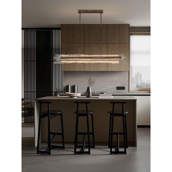 Lustră alămie LED cu intensitate reglabilă din oțel cu abajur din sticlă Velar – Nova Luce-image-4