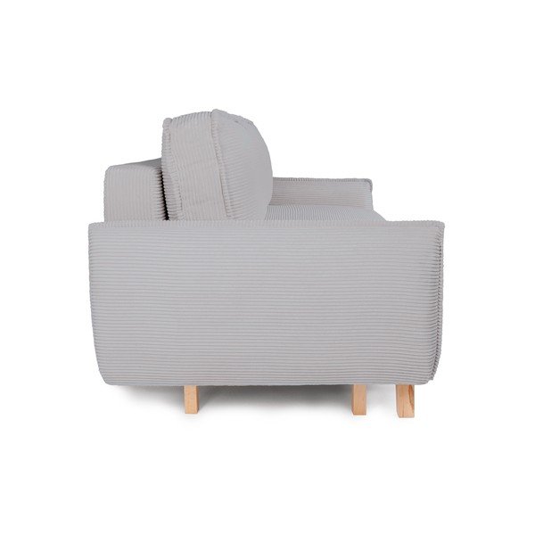 Canapea gri deschis extensibilă/cu spațiu de depozitare cu tapițerie din catifea reiată  218 cm Tori – Bonami Selection-image-4
