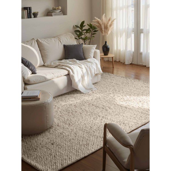 Covor bej/în culoare naturală țesut manual din lână 140x200 cm Lyon Beans – Elle Decoration-image-1
