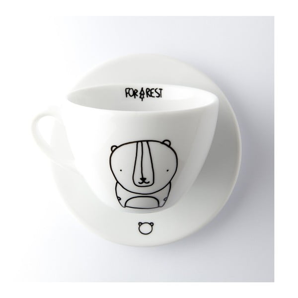 Ceașcă pentru cafea cu farfurie FOR.REST Design Bear, 200 ml