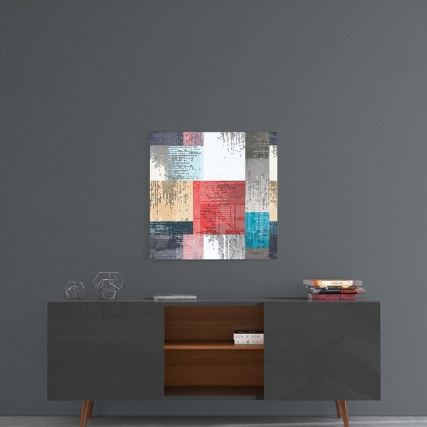 Tablou din sticlă Insigne Patchwork, 40 x 40 cm-image-1