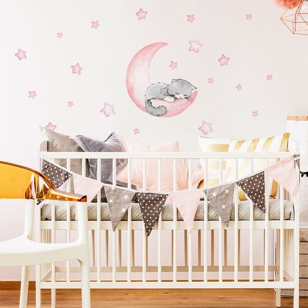 Autocolante de perete pentru camera copiilor Ambiance Magic Cat, roz-image-3