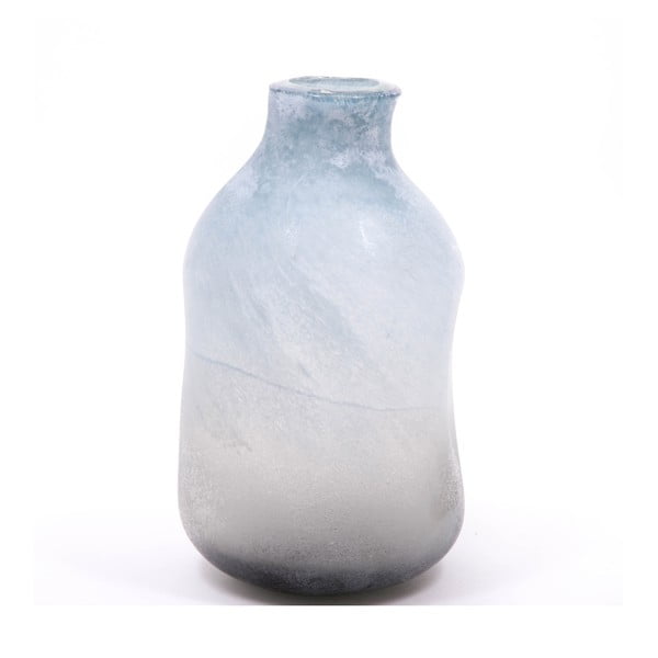 Vază din sticlă Dino Bianchi, înălțime 31 cm, alb-albastru