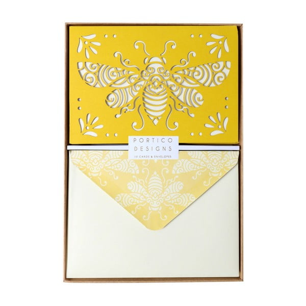 Set 10 felicitări cu plic  Portico Designs FOIL Honeybee