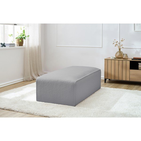 Taburet modular gri deschis cu tapițerie din țesătură bouclé Megeve – Bobochic Paris-image-4