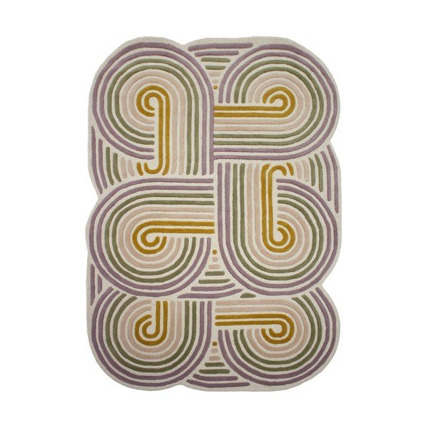 Covor verde țesut manual din lână 140x200 cm Spiral Shaped  – Flair Rugs