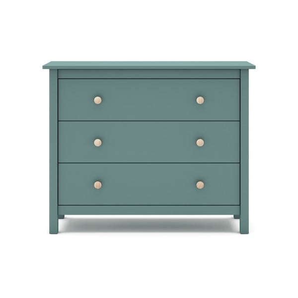 Comodă pentru copii în culoarea petrolului joasă din lemn de pin 100x80 cm Max – Marckeric-image-3