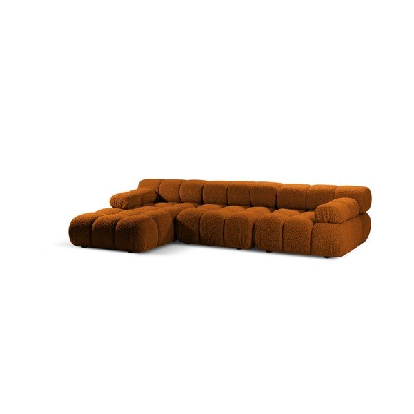 Colțar modular teracotă cu tapițerie din țesătură bouclé (cu colț pe partea stângă/cu șezlong) – Micadoni -image-2