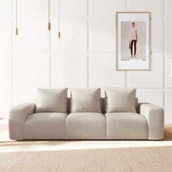 Canapea bej cu tapițerie din țesătură bouclé 287 cm Monce – Rodier-image-1