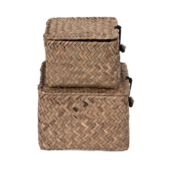 Set 2 coșuri depozitare din stuf Compactor Lidwhite, maro închis-image-4