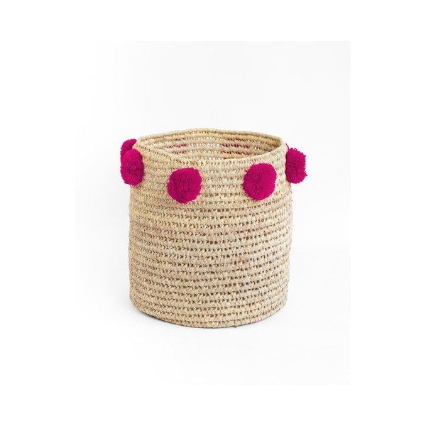 Set 2 coșuri cu pompoane fucsia Madre Selva Milo Basket-image-1