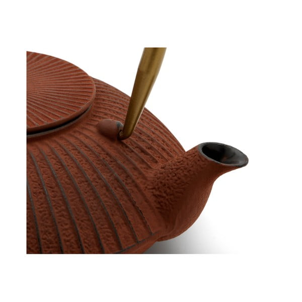 Ceainic roșu deschis din fontă 1,1 l Linhai – Bredemeijer-image-1