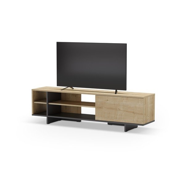 Masă TV în culoare naturală cu aspect de lemn de stejar 160x44 cm Cequoia – Marckeric-image-4