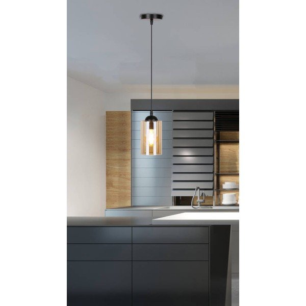 Lustră neagră cu abajur din sticlă ø 10 cm Bistro – Candellux Lighting-image-3
