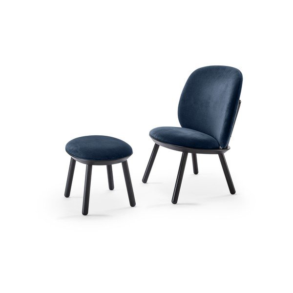 Taburet tapițat din catifea EMKO Naïve, albastru-negru-image-3