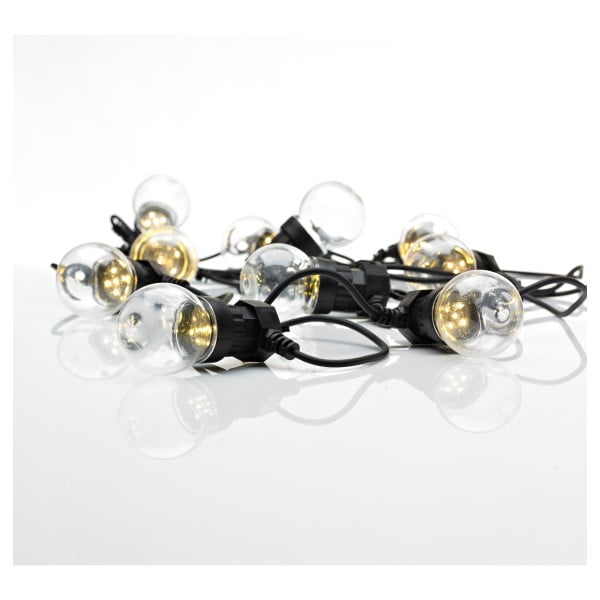Șirag luminos cu LED Markslöjd Dakke Clear, 10 becuri, lungime 7,5 m, negru