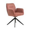 Scaun de sufragerie roz cu cotiere tapițat Roxana – Unique Furniture