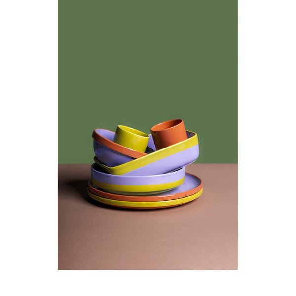 Ceașcă verde/portocalie din gresie ceramică 270 ml Duo – ONA-image-1
