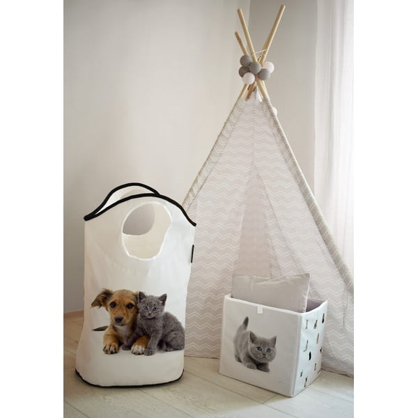 Coș de jucării pentru copii alb din material textil 57x26x70 cm The Cutest Ones – Butter Kings-image-1