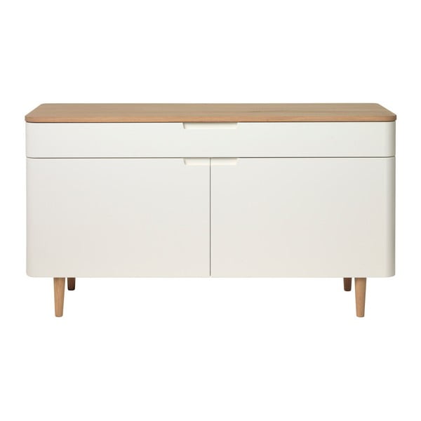 Comodă joasă din lemn de stejar alb Unique Furniture Amalfi