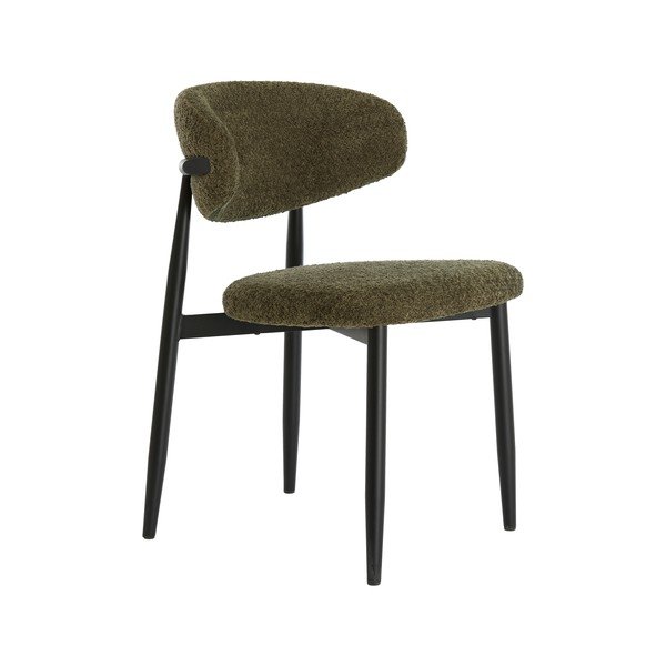 Scaun de dining verde închis tapițat Eniola – Light & Living