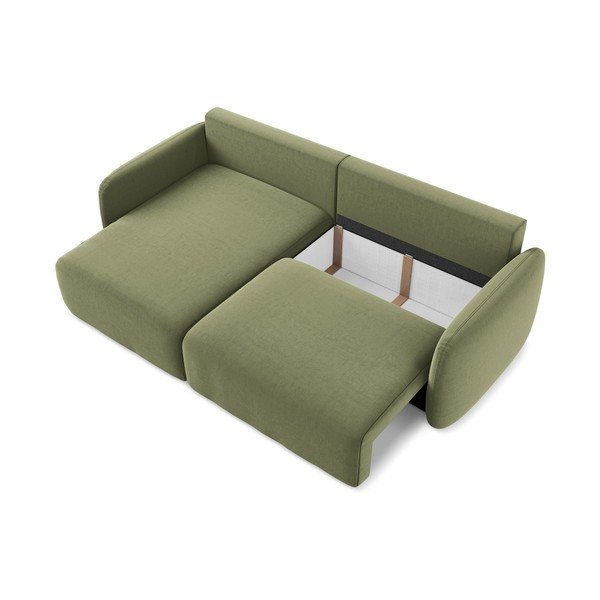 Colțar verde extensibil/cu spațiu de depozitare cu tapițerie din catifea (cu colț pe partea stângă/cu șezlong) Kalena – Makamii-image-4