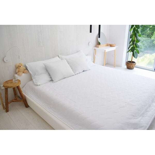 Cuvertură albă matlasată din muselină 210x240 cm Plain Muslin – Butter Kings-image-2