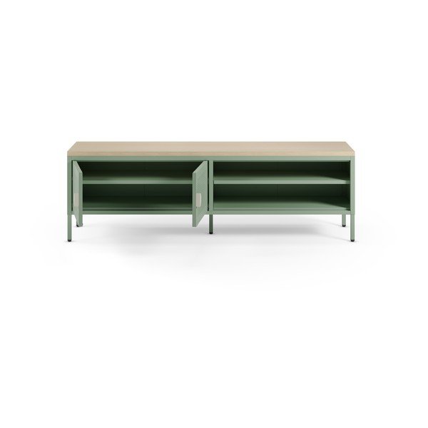 Comodă TV verde-mentă/în culoare naturală din metal 160x50x35 cm Sayla – Marckeric-image-2