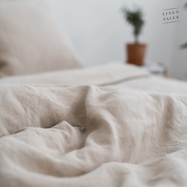 Husă de pilotă bej din fibre de cânepă pentru pat dublu 200x200 cm – Linen Tales-image-2