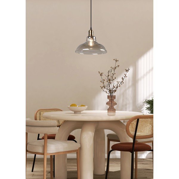 Lustră alămie din metal cu abajur din sticlă ø 28 cm Aldo – Reality-image-1