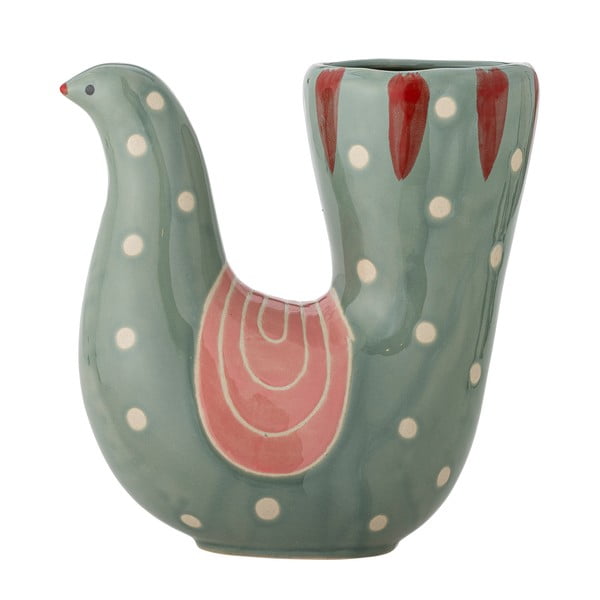 Vază verde din gresie pictată manual (înălțime 19 cm) Trudy – Bloomingville
