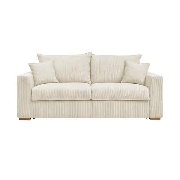 Canapea crem extensibilă cu tapițerie din catifea reiată  225 cm Augustin – Bobochic Paris