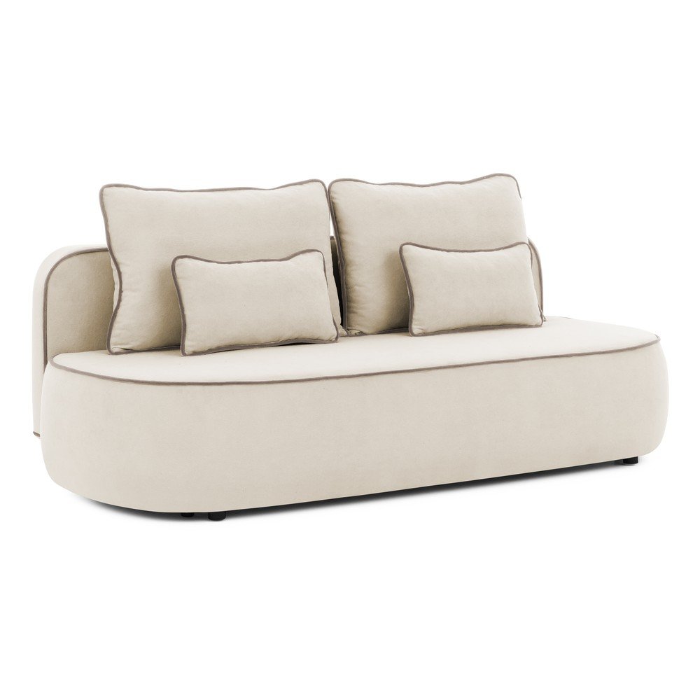 Canapea bej/taupe extensibilă/cu spațiu de depozitare cu tapițerie din catifea 210 cm Saga – Ropez