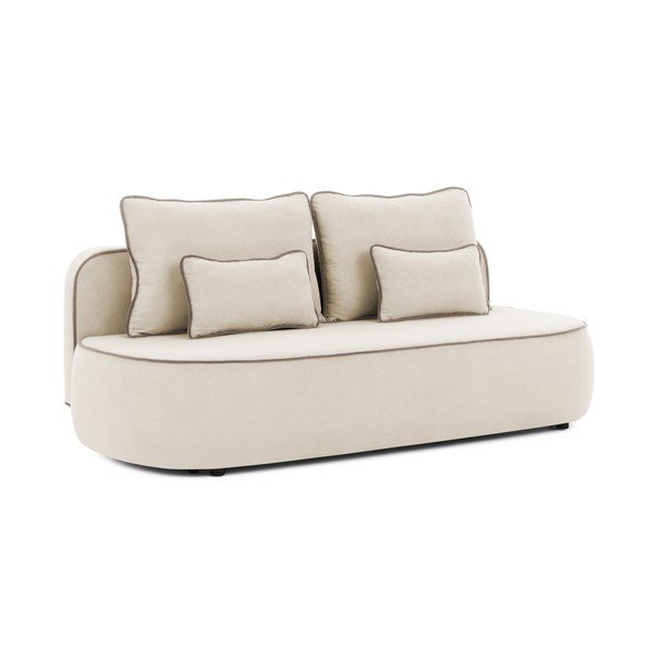 Canapea bej/taupe extensibilă/cu spațiu de depozitare cu tapițerie din catifea 210 cm Saga – Ropez