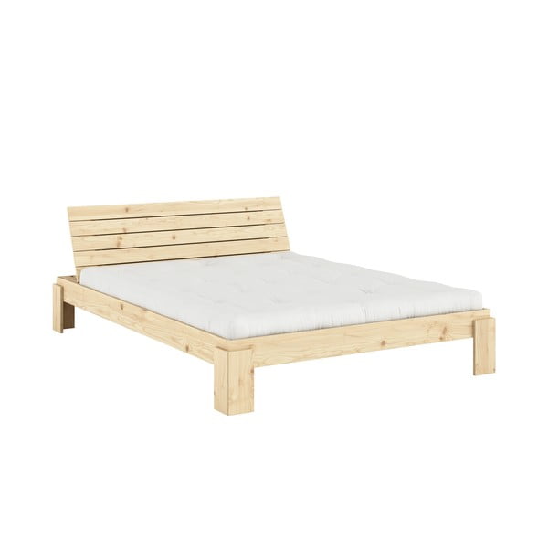 Pat matrimonial în culoare naturală din lemn de pin cu somieră 160x200 cm Layers – Karup Design-image-3