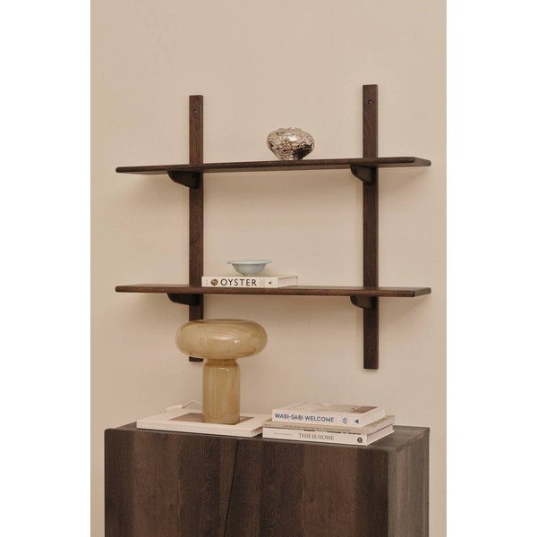 Raft în culoare naturală etajat din lemn de stejar 90 cm Albin – Ellos Home-image-1