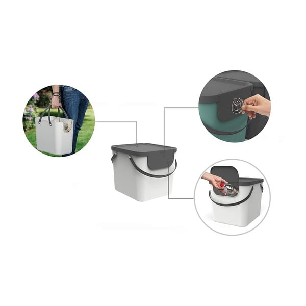 Coș de gunoi pentru deșeuri  sortate din plastic reciclat 40 L Albula - Rotho-image-3