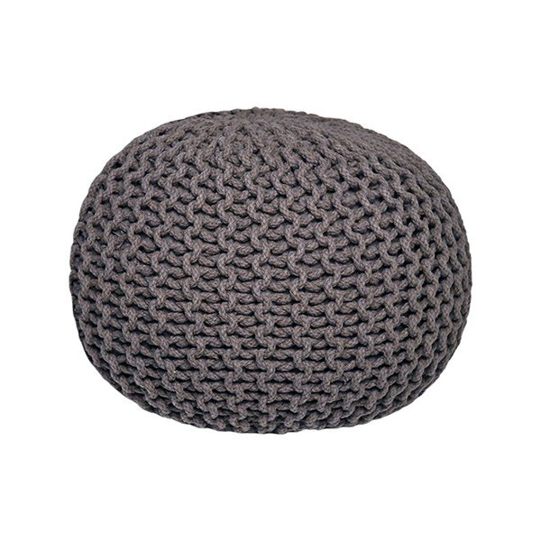 Puf tricotat LABEL51 Knitted, gri antracit