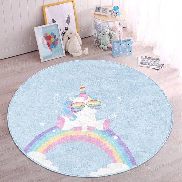 Covor pentru copii albastru deschis ø 80 cm Comfort – Mila Home-image-2