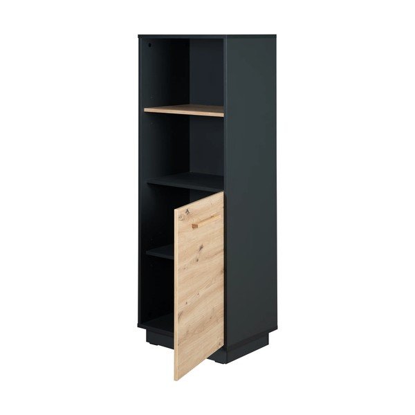 Bibliotecă pentru copii  gri antracit/natural  cu aspect de lemn de stejar 55x150 cm Lenn – Roba-image-3