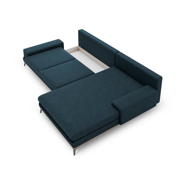 Colțar extensibil cu șezlong pe partea dreaptă Windsor & Co Sofas Planet, albastru petrol-image-3