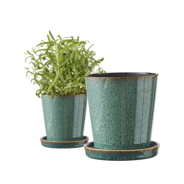 Ghiveci decorativ din gresie ø 10 cm Gastro Green/Black – Bitz-image-3