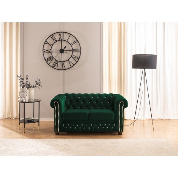Canapea verde extensibilă cu tapițerie din catifea 148 cm York Blik – Ropez-image-1