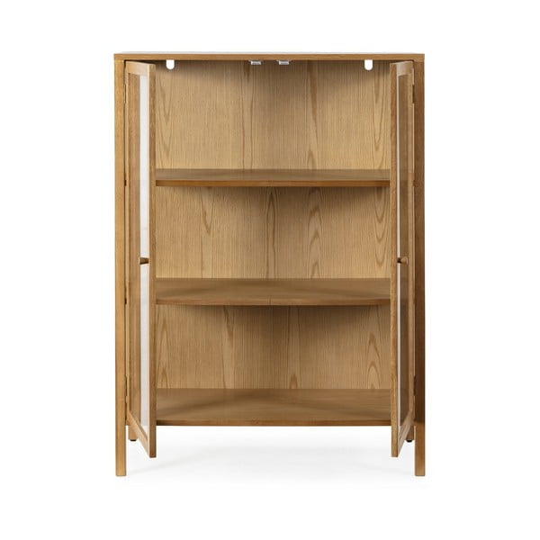 Vitrină în culoare naturală cu aspect de lemn de stejar 90x126x40 cm Ceci – MOME-image-4