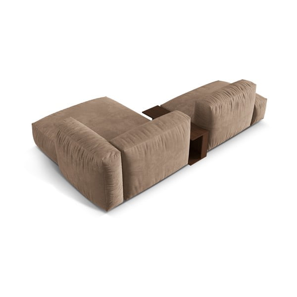 Colțar modular maro deschis cu tapițerie din catifea (cu colț pe partea dreaptă/cu șezlong) Martina – Micadoni -image-3