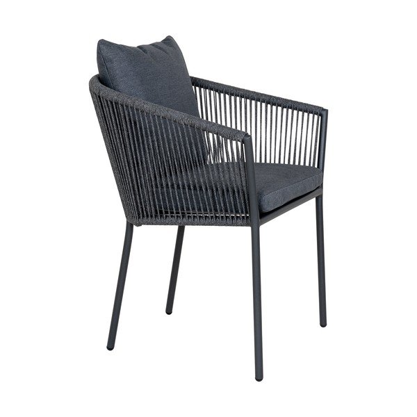 Scaun de grădină gri închis din metal/capitonat Salerno – House Nordic-image-3